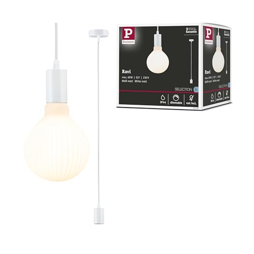 Paulmann 71135 Pendelleuchte Ravi IP44 E27 max. 60W Weiß matt Pendel ohne Leuchtmittel
