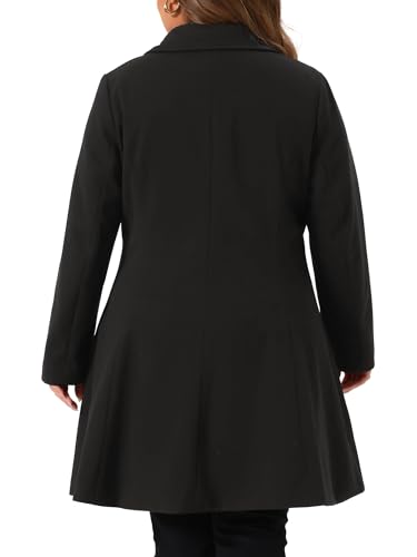 Agnes Orinda Plus Size Winter Coats for Women Notch Lapel Double Breasted A Line Peacoat Trench Coat with Pockets4