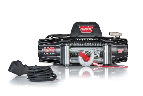 WARN 103254 VR EVO 12 Electric 12V DC Winch with Steel Cable Wire Rope: 3/8" Diameter x 85' Length, 6 Ton (12,000 lb) Pulling Capacity