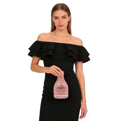 Image of Rhinestone Champagne Bottle Clutch, Luxury Evening Bag for Women