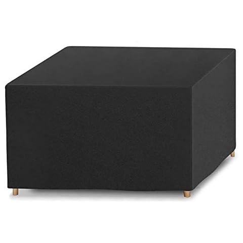 MEEYI Garden Furniture Covers 110x110x70cm, Rectangular Waterproof, Anti-UV, Snow Protection Patio Cover, for Tables, Stackable Chairs Outdoor Furniture Protector. - Black Cover