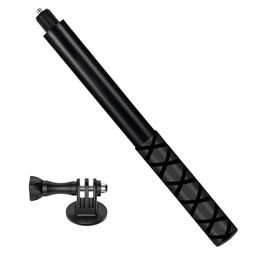 114cm Palo Selfie Invisible, Selfie Stick Extensible de Aluminio Palo Telescópico Selfie Stick Negro Agarre de Mano Impermeable para X3 X4 X5 y Otras Cámaras de Acción de Acción Adaptador Incluido