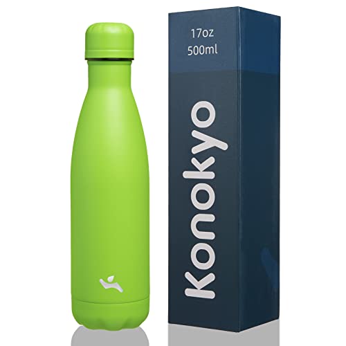 Image of Konokyo Insulated Water Bottles,17 oz Double Wall Stainless Steel Vacumm Metal Flask for Sports Travel,Green