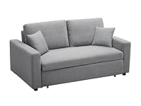 Vente-unique Canapé 3 Places Convertible en Tissu INIZOR - Gris Clair