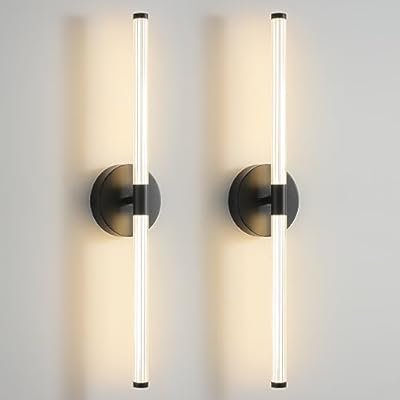 KUZZULL Wall Sconces Set of Two Matte Black LED Wall Lights Modern Linear Sconces Lighting Indoor Sconces Wall Decor Set of 2 Mounted Lamp for Living Room Wall Scones, Wall Lights Set of 2