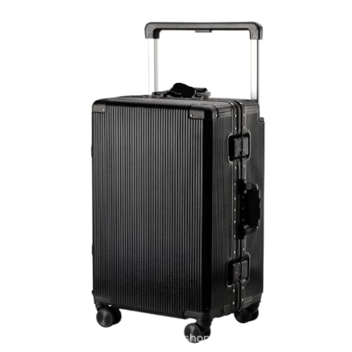Luggage Luggage Aluminum Frame 20-inch Boarding Case Universal Wheel Wide Trolley Suitcase 24-inch Password Box Suitcases With Wheels(Black,24in)
