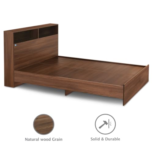 Image of DELITE KOM Urban Engineered Wood Queen Without Box Bed (Finish Color Acacia Dark Delivery Condition Knockdown)