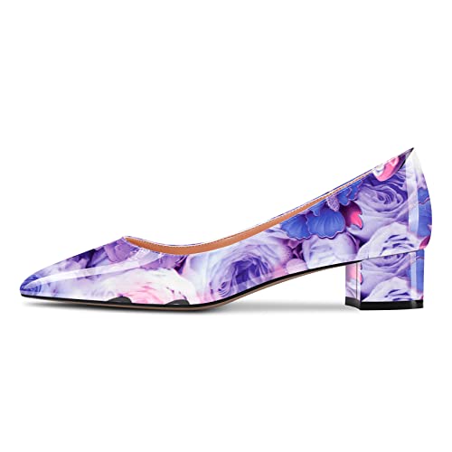 Castamere Women Low Kitten Chunky Block Heel Pointed Toe Slip-on Pumps Classic Cute Dress 1.4 Inches Heels