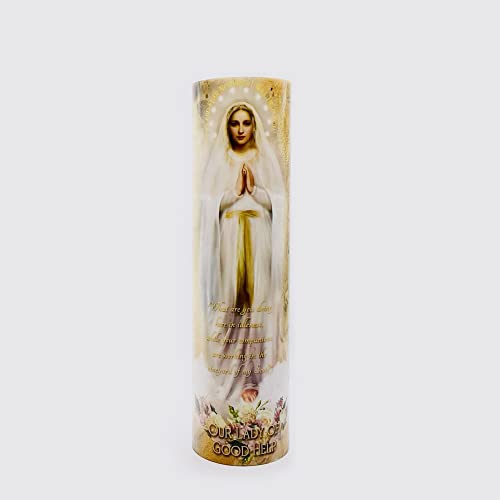 The Saints Collection Nuestra Señora de la Buena Ayuda - Vela LED sin llama para oración y devocional C-8064