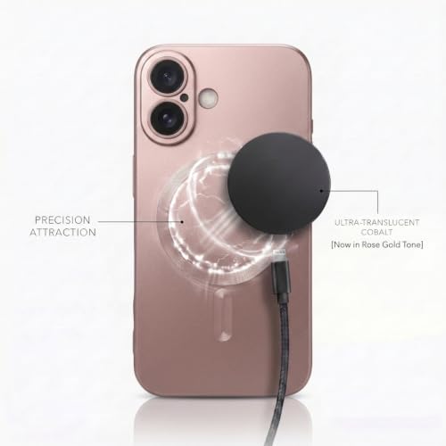 Image of amazon basics Premium Mag-Safe Case for iPhone 16 | Shockproof & Anti-Scratch Cover | Soft Silicone with Wireless Charging | Camera Lens Guard - Rose Gold