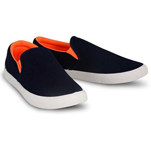 Image of HOTSTYLE Premium Casual Shoes Slip On Sneakers for Men |Combo Pack of 2|24 Grey Orange