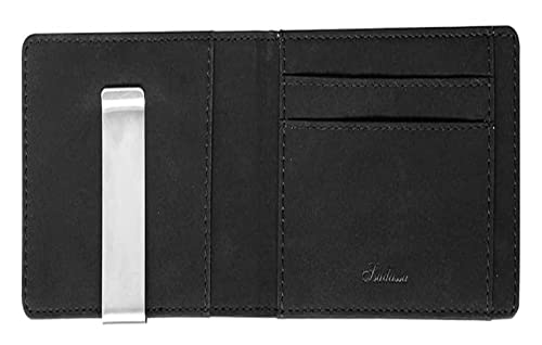 Thin Bifold Money Clip Leather Wallet with A Metal Clamp woman ID Credit Card Purse Cash Holder wallet & card cases3