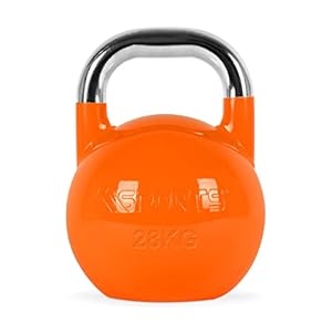 Kettlebell Competition 4-32 kg avec poster d&rsquo;exercices | Qualité studio professionnelle | Kettlebell de compétition (28 kg – Rouge)