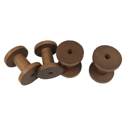 Image of lasenersm 2 Pieces Wooden Empty Spools Vintage Wooden Spools Retro Wooden Thread Spools Embroidery Thread Spool for Textile Wire Weaving Ribbon DIY Crafts Art, 5 x 6cm, Dark Brown, lw2140n5060