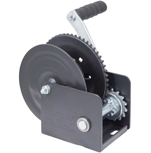 GOLDENROD Dutton-Lainson Company 14932 DLB1200A Brake Winch - Rust-Resistant Finish for Heavy Equipment, Lifting, & Trailers - 1,200lb Capacity, 5.4:1 Gear Ratio, Automatic Brake, Manual Use (Black)