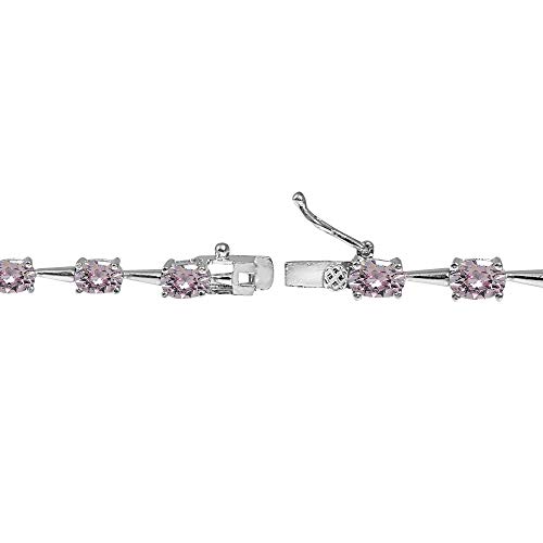 Image of Sterling Silver 6x4mm Oval-Cut Classic Link Tennis Bracelet Made with European Crystals