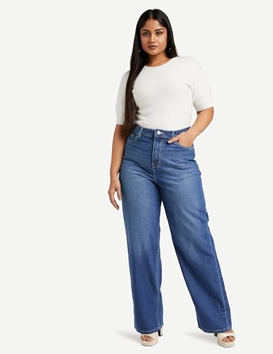 Image of Amazon Brand - Symbol Women Baggy Wide Leg Jeans (High Rise | Full Length) (Available in Plus Sizes)