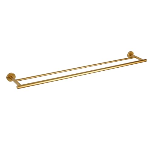 GERZWY Toallero doble de baño de 36 pulgadas, toallero de acero inoxidable dorado montado en la pared