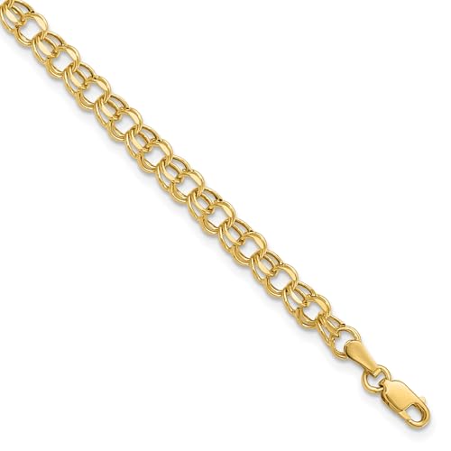 IceCarats 10K Solid Yellow Gold 4.5mm Double Link Chain Charm Bracelet2