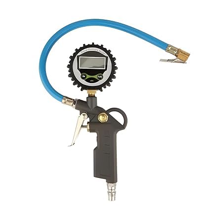 NISHIV Digital Air Tyre Inflator Gun Digital Display Tire Pressure Gun Digital Display Tire Pressure Gauge with Hose Connect Plug for Vehicles Cars Bicycle Motor (Pack of 1)