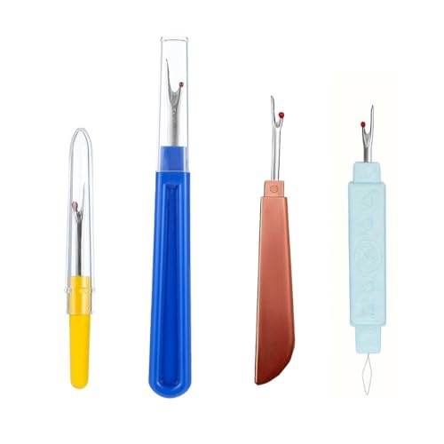Image of Seam Ripper 3pcs Big Tool Set Piece Sewing Accessories Kit for Stitch Removal | Thread Cutting | Ideal for Sewing, Tailoring, DIY Projects | Stainless Steel Blades with Comfort Grip Handles (4, Random)
