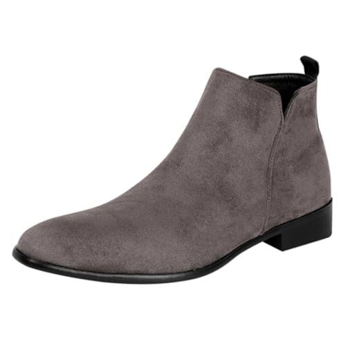 Botines de talla grande para hombre, punta puntiaguda, tacón bajo, ligero, cómodo, moda, vintage, británico, botas cortas, otoño e invierno, zapatos de hombre, gris, 43 EU