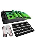 VAV Golf Putting Green Mat and Alignment Mirror Combo with Ball Return, Golf Putting Green Trainer,