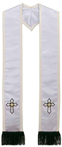 Deluxe Satin Clergy Stole with Embroidered Celtic Knot Cross