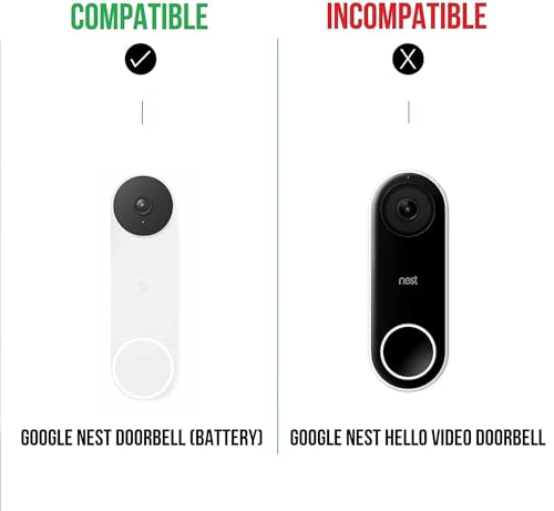 Wasserstein No-Drill Mount Compatible With Google Nest Doorbell (battery) - Avoid Drilling and Protect Your Walls