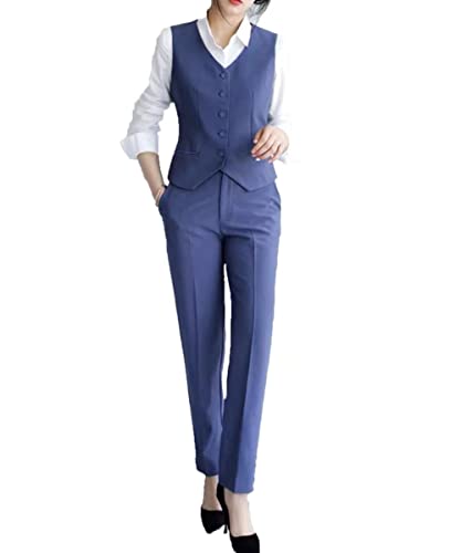 Women's Three Pieces Business Formal Fashion Office Blazer Vest Pant Suit Set4