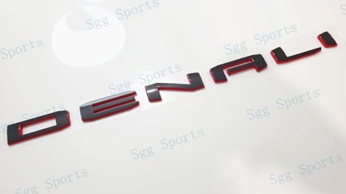 Image of 4Pcs Kit 19-22 Sierra Denali Letters Emblems 3D Badge Nameplate Decal Sticker 1500 HD 2500 3500 AT4 Replacement for Sierra Denali (Redline)