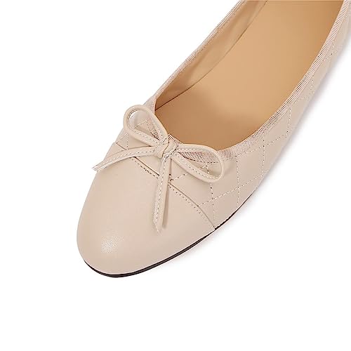Image of Women's Cap Toe Ballet Flats Two Tone Bow Flats Round Toe Shoes for Women Slip on Casual, Work, Dress Flats Pumps for Women