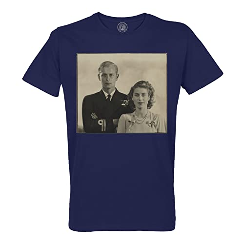 T-Shirt Homme Col Rond Coton Bio Reine Elisabeth II Philip Vintage