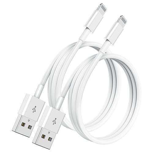 [2 Pack] 2m Câble Chargeur iPhone certifiés MFi Apple, Cordon de câble Apple Lightning vers USB 2 mètres pour iPhone 12/11/11Pro/11Max/ X/XS/XR/XS Max/8/7/6/ 5S/iPad