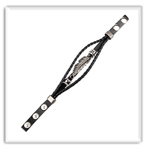 Xusamss Punk Rock Adjustable Wristband Snap Bracelet Feather Leather Cuff Bracelet4