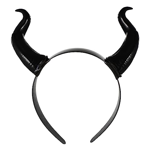 FRCOLOR Ox Horn Headband Halloween Animal Horn Headband Bull Costume Headwear Party Dress Up Favors, Black, 20x17x5cm