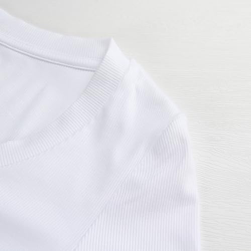 PALINDA Women's Ribbed V Neck Slim Fitted T Shirts Basic Solid Long Sleeve Layering Tee Tops2