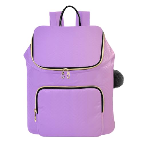 Sac à dos antivol violet protégeant vos affaires lors de vos voyages avec style et pompon