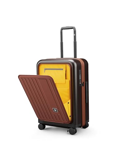 Image of EUME Cabin Pro Luggage Trolley for Travel 57cm, Cabin Bag | Trolley Bag Small for Luggage | with Laptop Sleeve | 100% Polycarbonate (PC) 8 SilentRun Hinomoto Wheels, Espresso Brown