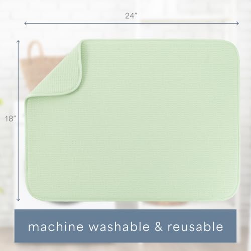 Image of S&T INC. Dish Drying Mat, 18 inch x 24 inch, XL, Mint Green
