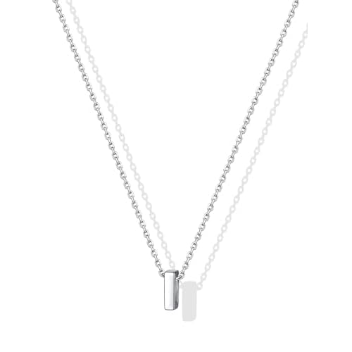 SILVERCUTE Valentines Day Gifts for Her - Small 925 Sterling Silver Initial Necklace for Women,Tiny Silver Initial Pendant Tiny Letter Necklace with Adjustable Chain,16"-18"