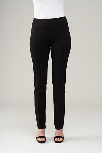 Lena Gabrielle Women's Pull-On Solid Black Ponte Straight Leg Pants, BCP8909E2