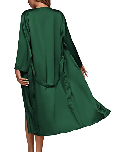 OPOIPIN Women's 3Pcs Pajamas Satin Cami Top and Shorts with Robe Sleepwear Set2