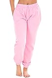 Womens Basic Fleece Joggers Regular Tracksuit Bottom Cuffed Ankle Cotton Blend Pink