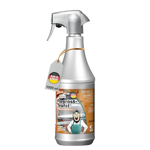 TUGA Chemie Flugrost-Teufel Hochwirksamer Flugrostentferner für Lack Chrom & Felgen pH-hautneutral mit Wirkindikator 1 L Sprühflasche - Made in Germany