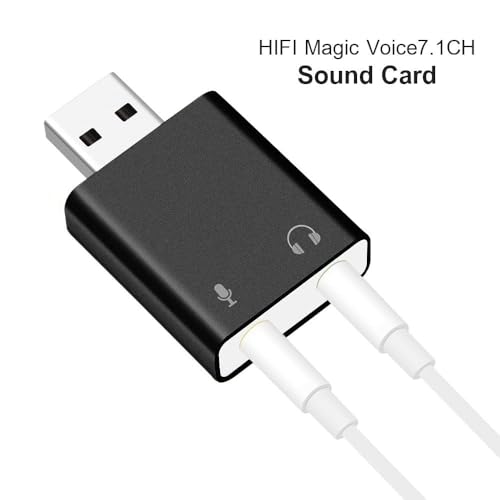 Image of External USB Sound Card for Laptop PC | Plug & Play USB Audio Adapter for Mic & Headphone | Compatible with Laptop, PC, Mac & PS4 - HiFi 7.1 Channel (Multicolor)