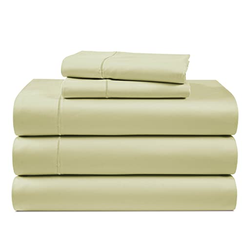 Image of LANE LINEN Split King Cooling Sheets 100% Egyptian Cotton Sateen - Seafoam | Split King Deep Pocket Sheets - 5-Piece Set, For A Luxurious Night's Sleep, For A Silky Hotel-Style Bed, Luxe Sheen
