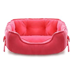 pawstrip Cute Princess Dog Bed, Soft Breathable Bowknot Pet Cat Cushion for Small Dogs, Waterproof Bottom, Self-Warming, Machine Washable (Fuchsia)