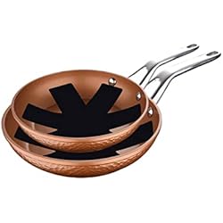 Teletienda Sartenes Cobre SAN IGNACIO Origen | Sartenes Antiadherentes | Set de 2 Piezas de 20 y 24 cm de Diámetro y 2 Protectores | Fabricadas con Aluminio Forjado | Juego de Sartenes | Aptas para Todo Tipo de Cocinas