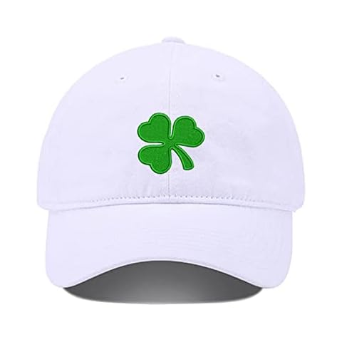 St. Patrick's Day Baseball Caps Women Embroidery Shamrock Dad Hats Men Irish Clover Baseball Hat Unisex Trucker Cap (White) Cover